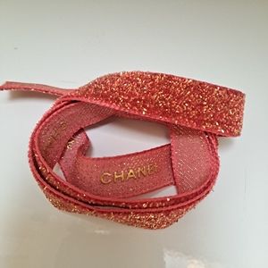 Chanel Logo Red and Gold Ribbon